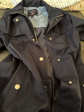 London Fog Navy Blue Women's Trench Coat with Quilted Lining